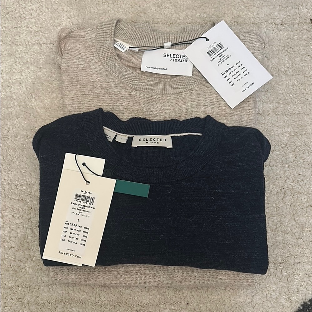 Selected Homme Sweater Set in Navy and Tan